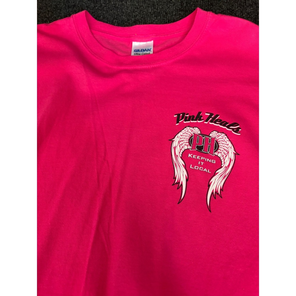 Gildan Pink Heals Graphic T-Shirt Women 2XL Hot Pink Cares Enough to Wear Pink